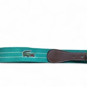Vintage Unisex Lacoste Leather and Cotton Green Belt size 34